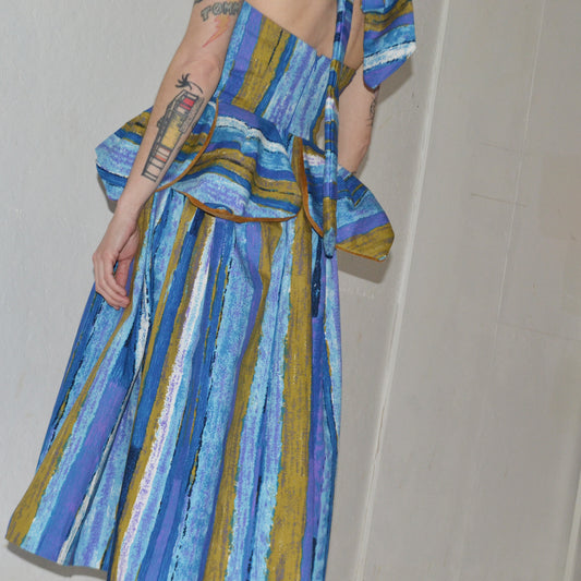 mustard velvet leaf peplum dress, size 4