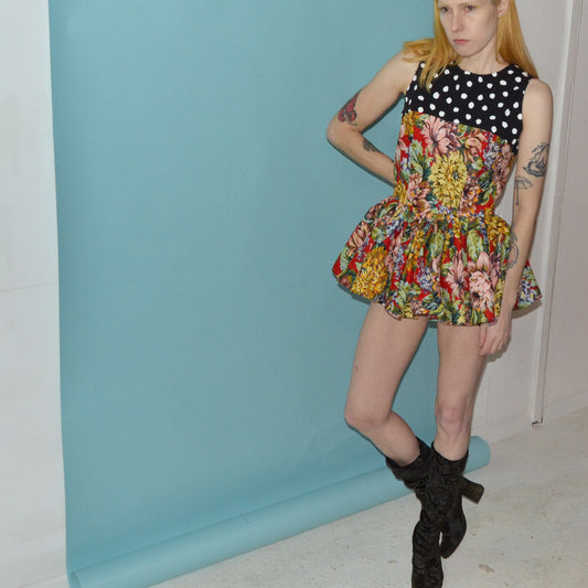 polka dot floral romper M