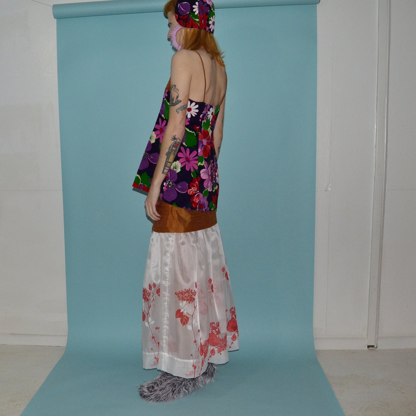 velvet + taffeta floral two-piece set M