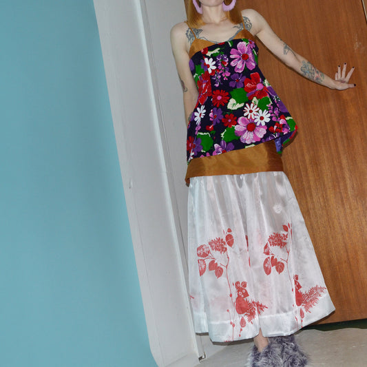 velvet + taffeta floral two-piece set M