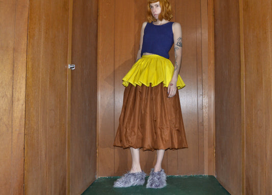 dupioni silk colourblock skirt XS