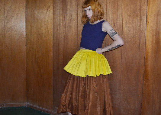 dupioni silk colourblock skirt XS