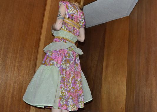 mint + gold sheer dress XS