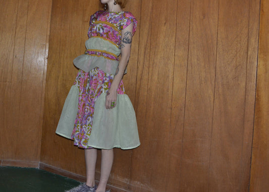 mint + gold sheer dress XS