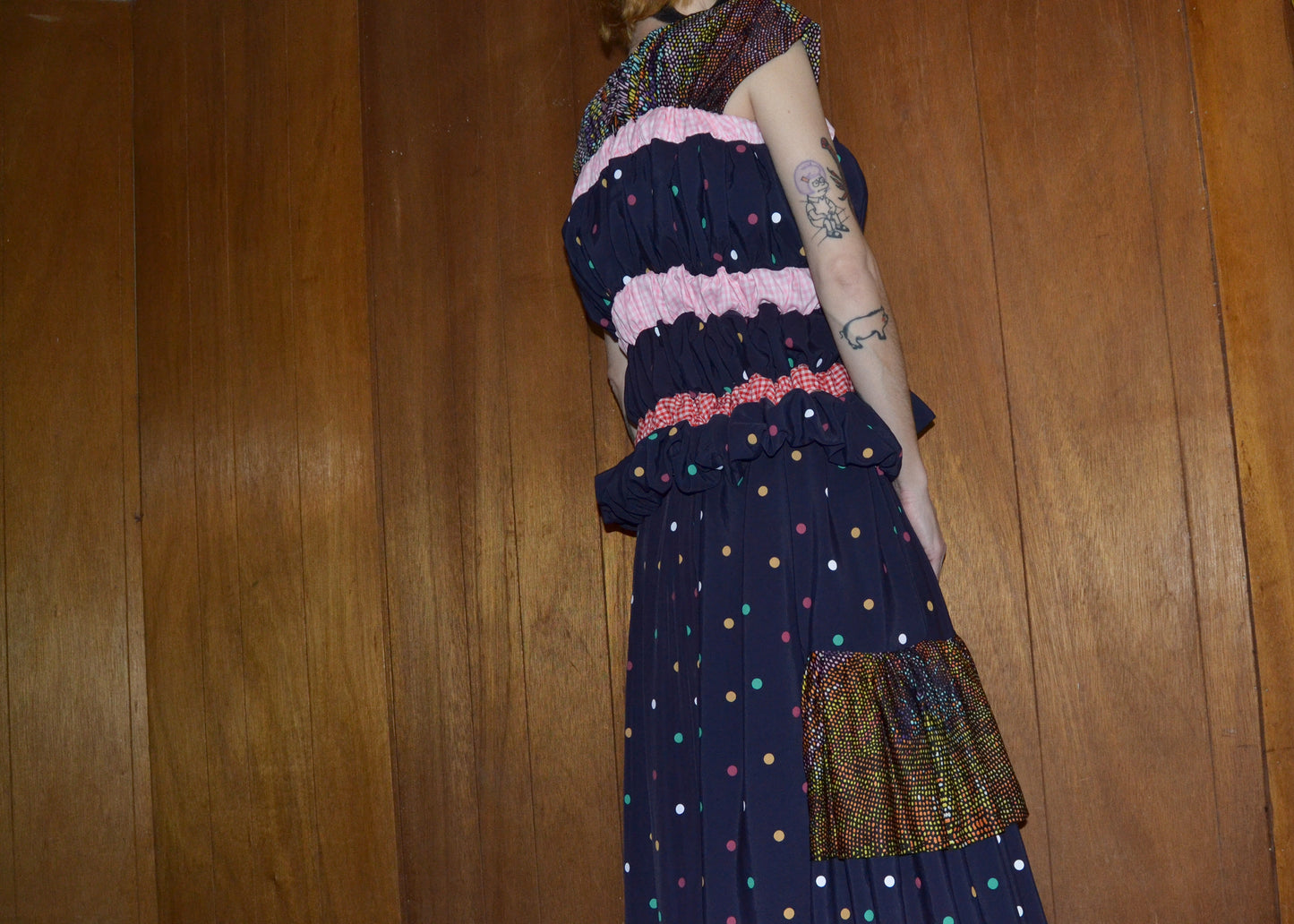 gathered polka dot skirt + top set S