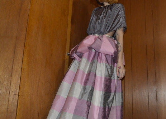 silk plaid gathered dress XS