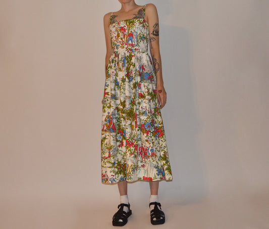 multicolour toile midi dress XS