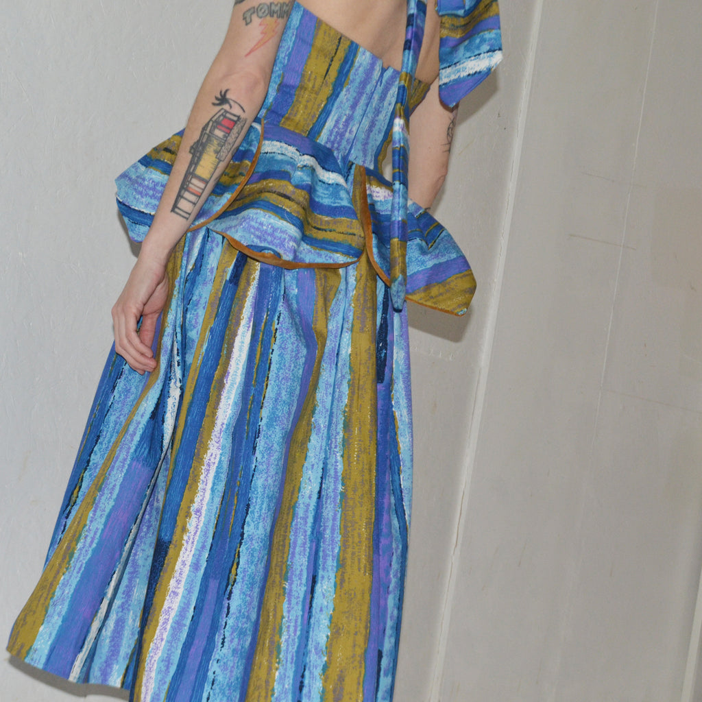 mustard velvet leaf peplum dress, size 4