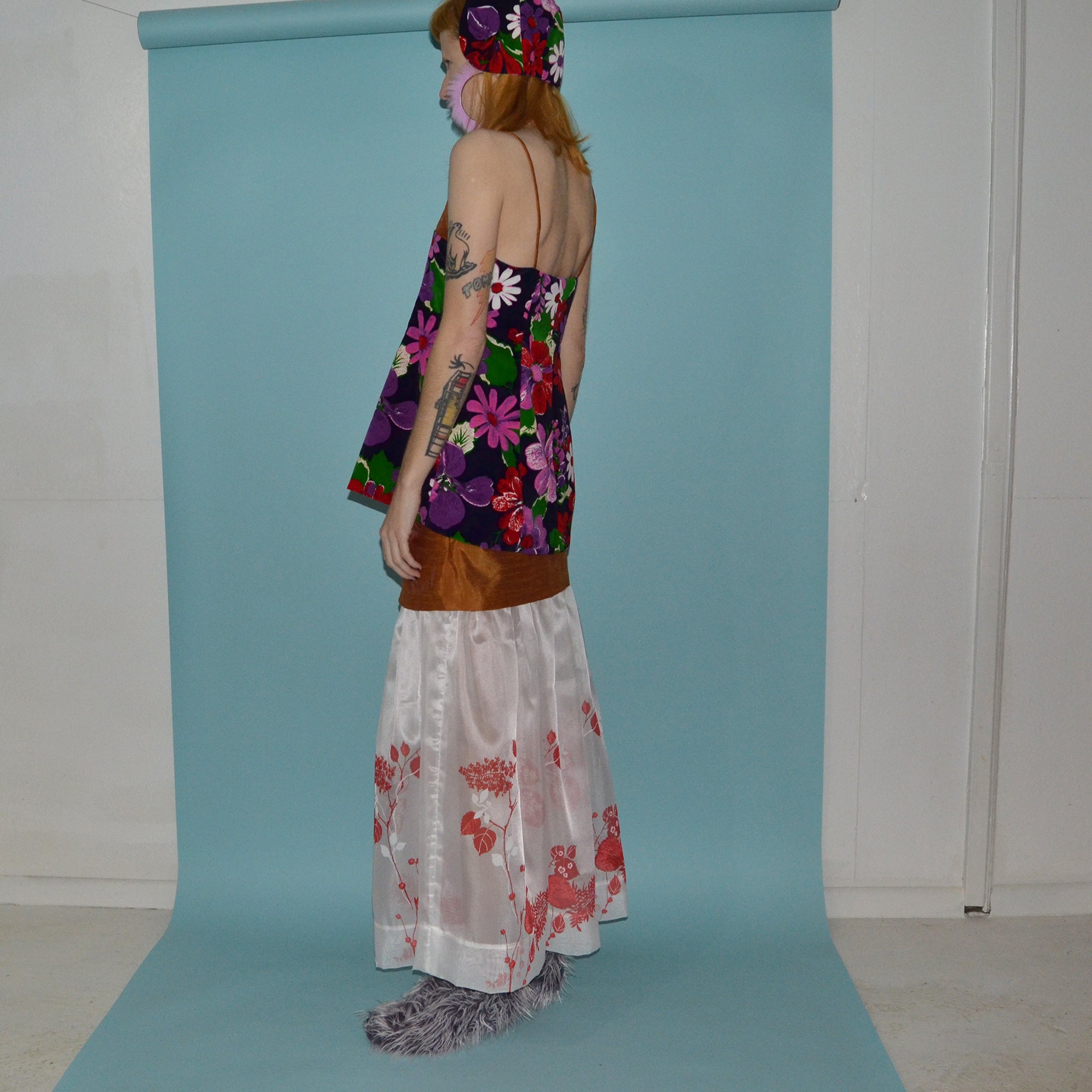 velvet + taffeta floral two-piece set, size 8