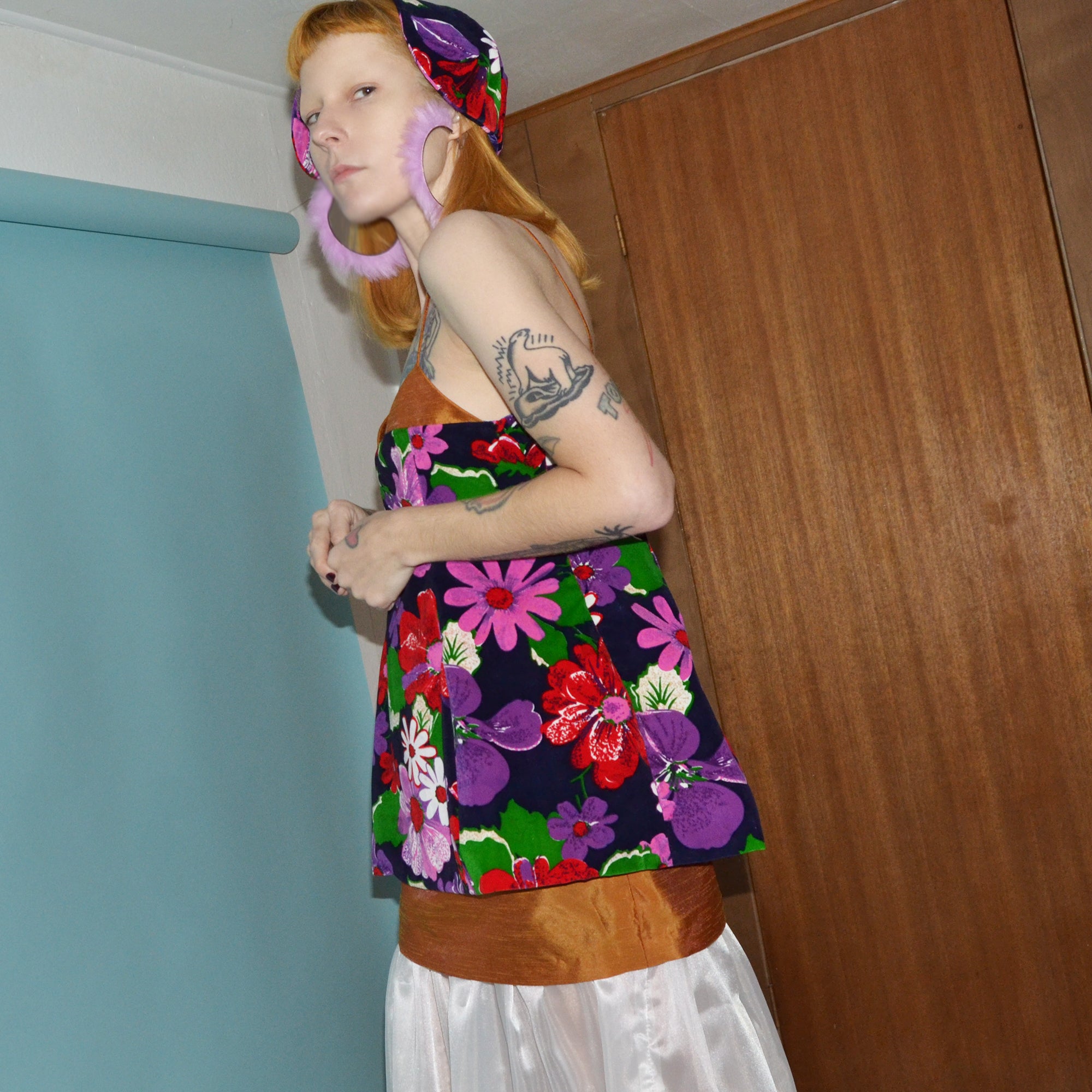 velvet + taffeta floral two-piece set, size 8