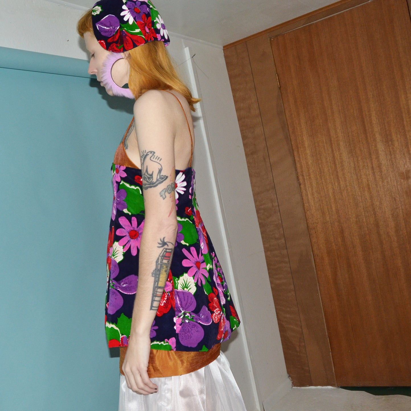 velvet + taffeta floral two-piece set M