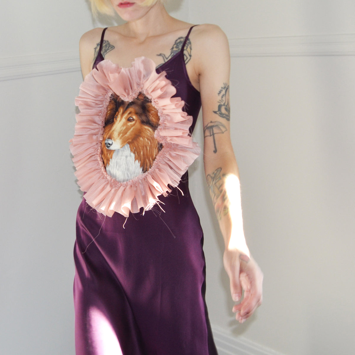 german shepard silk slip dress, size 0
