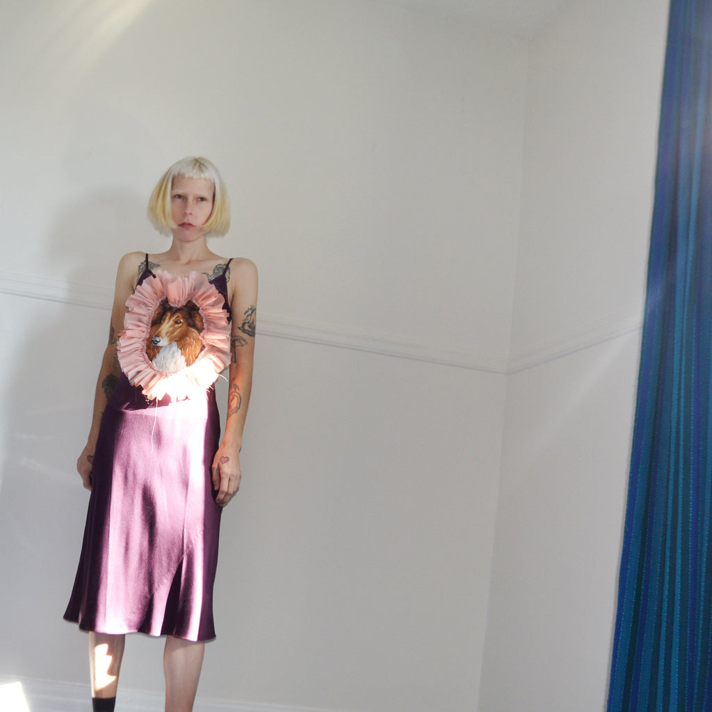 german shepard silk slip dress, size 0