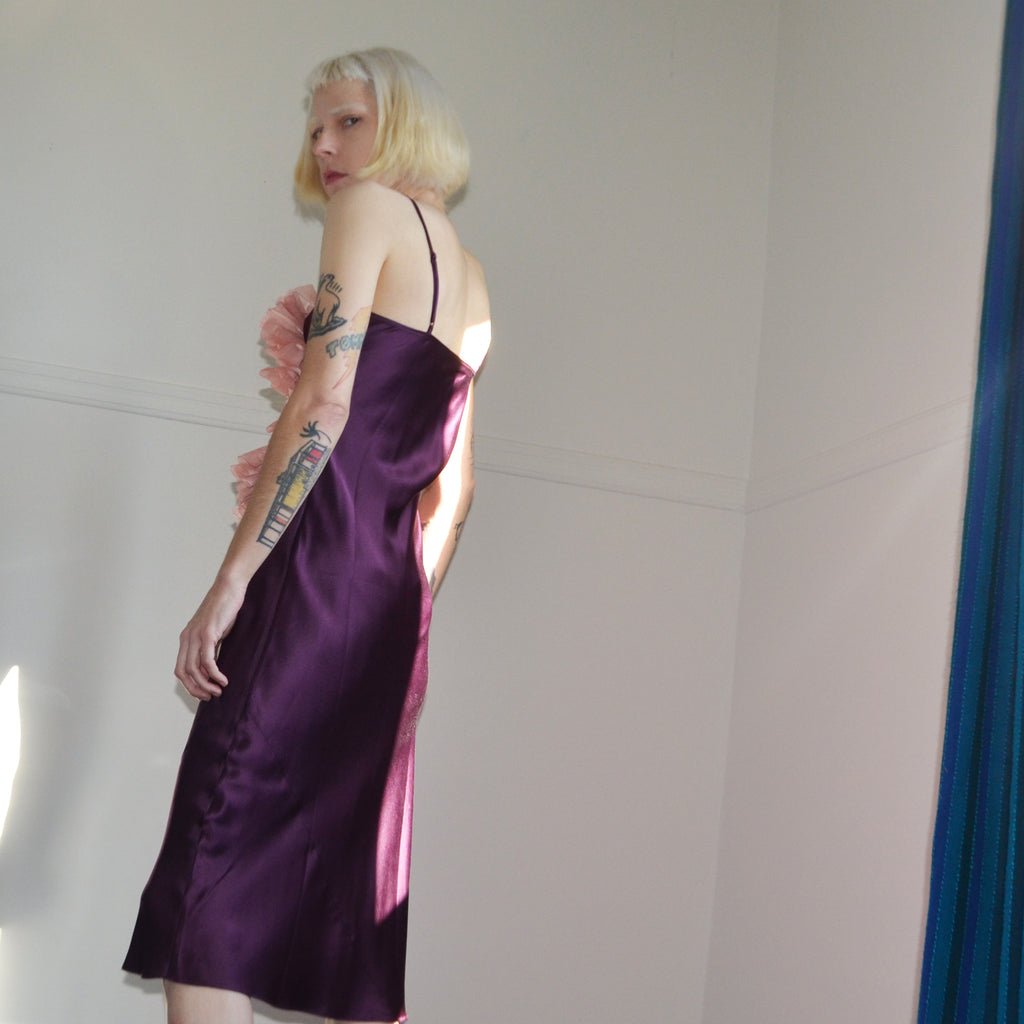 german shepard silk slip dress, size 0