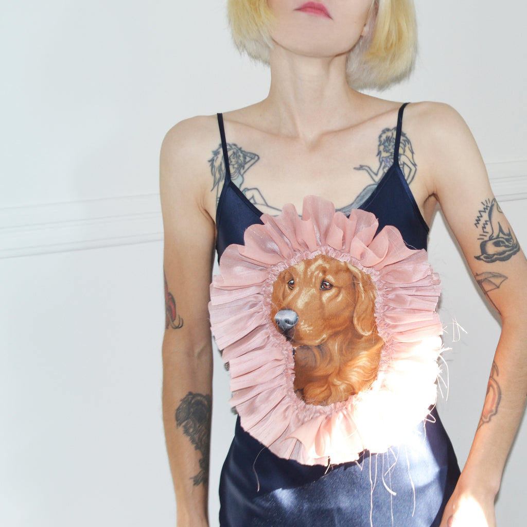 golden retriever silk slip dress, size 0