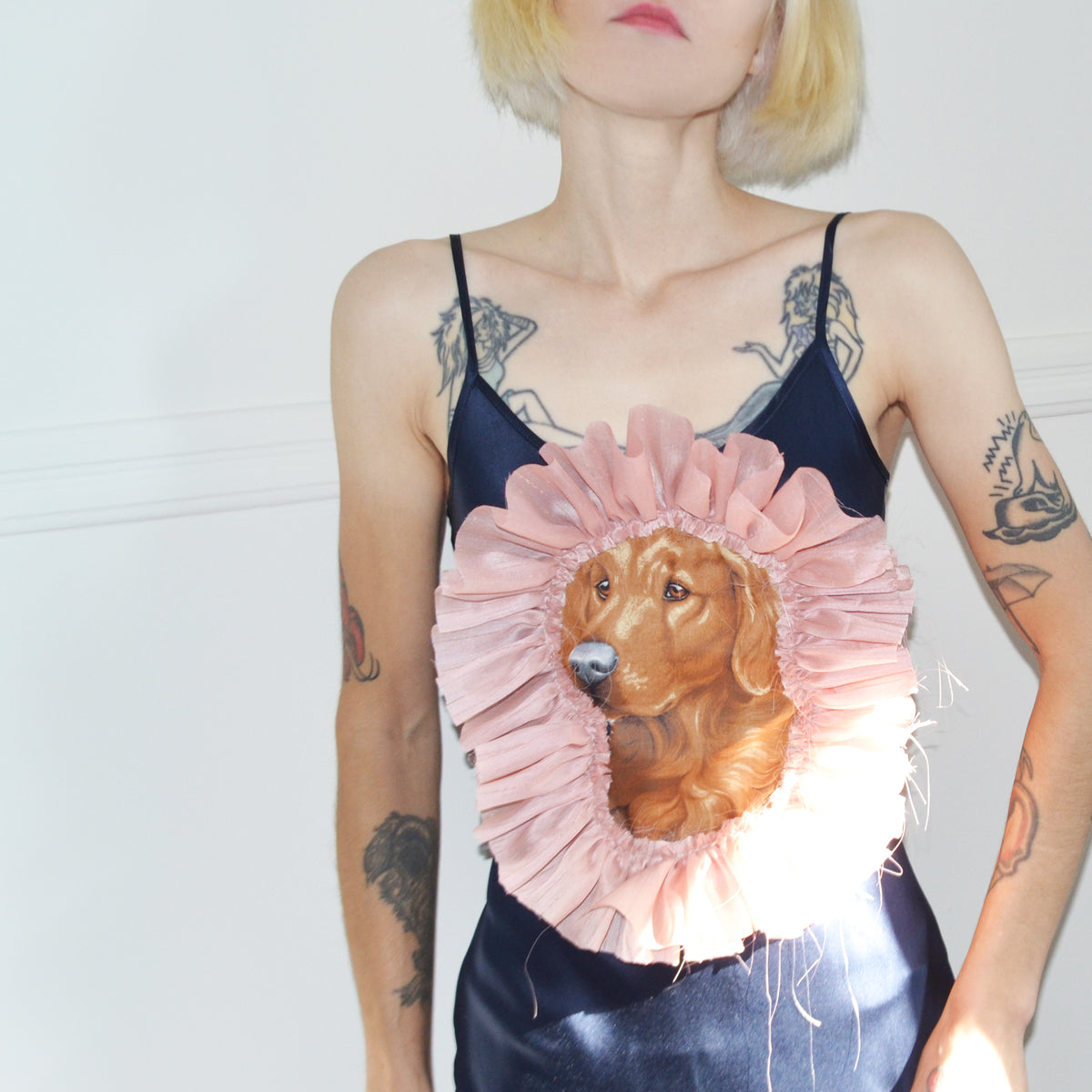 golden retriever silk slip dress, size 0
