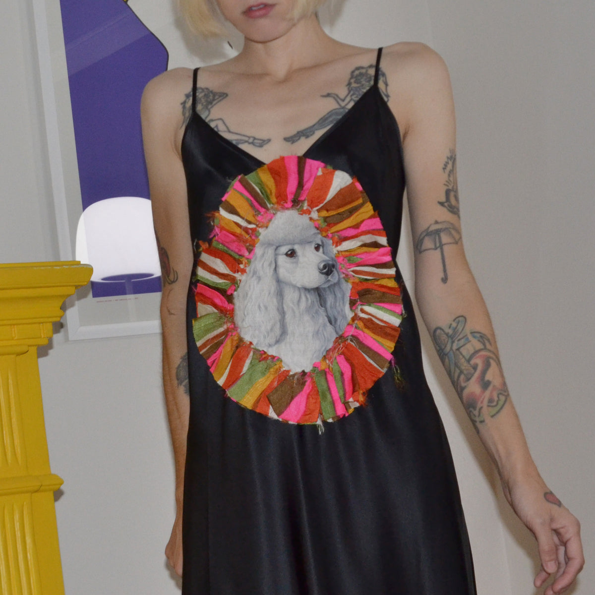 rainbow poodle silk dress, size 12
