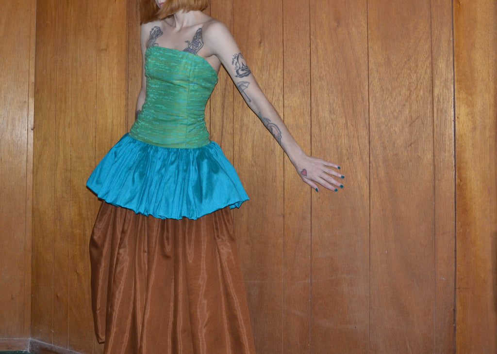 dupioni silk cocktail dress S