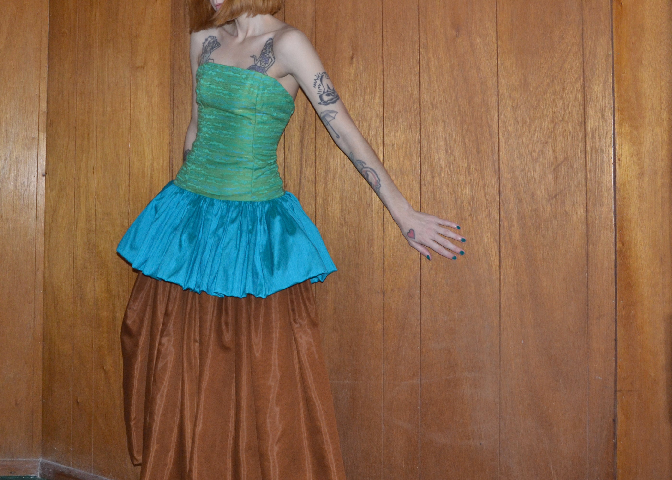 dupioni silk cocktail dress S