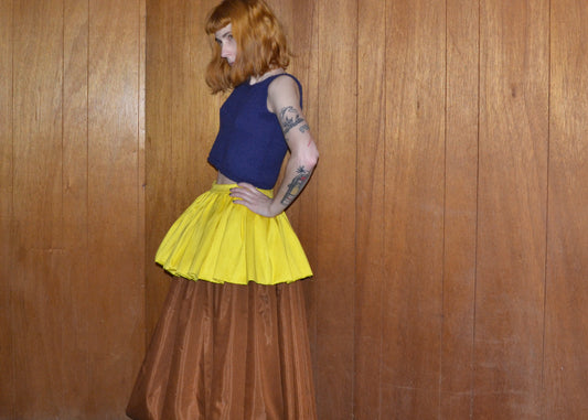 dupioni silk colourblock skirt XS
