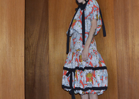 bow trimmed cat + mouse skirt L