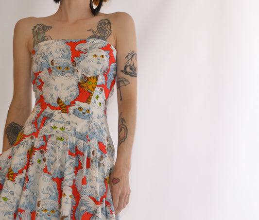 cat + mouse 1970s strapless dress