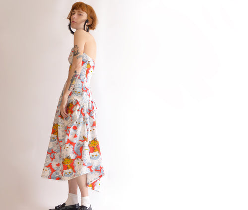 cat + mouse 1970s strapless dress