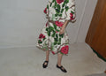 midcentury barkcloth roses set M