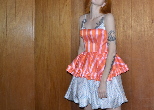 silk taffeta striped party dress M