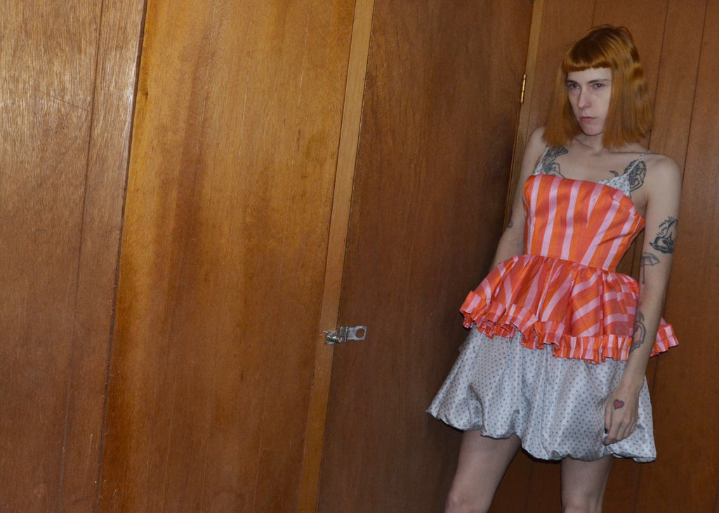 silk taffeta striped party dress M