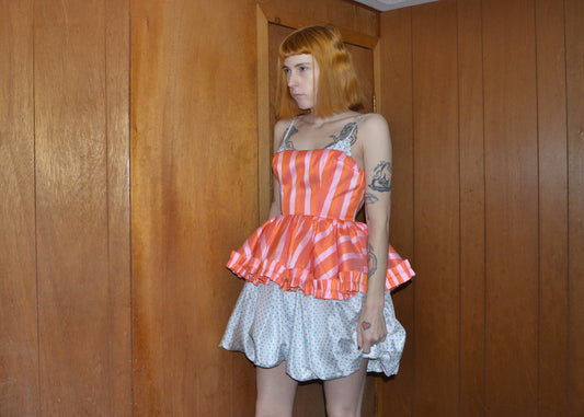 silk taffeta striped party dress M