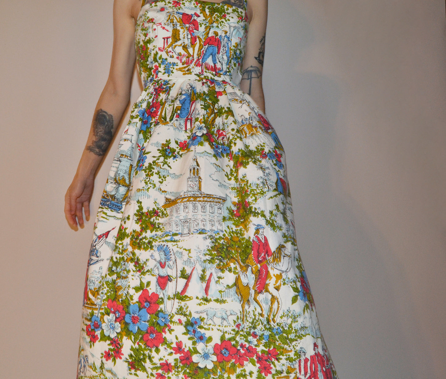 multicolour toile midi dress XS