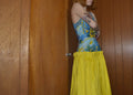 sunny yellow gathered silk dress S